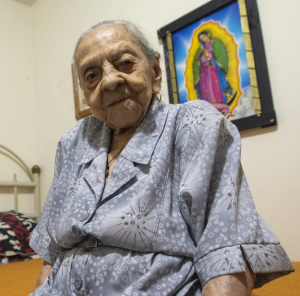 Herminia Rosa López on her 110th birthday, in January 2022