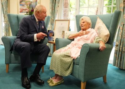 King Charles III & Ethel Caterham on 18 September 2025. (Source: Jonathan Brady/Press Association)