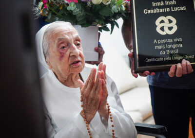 On 16 February 2024, aged 115. (Photo by Carlos Macedo / LongeviQuest)