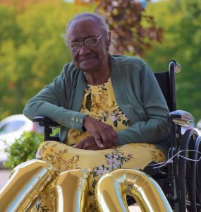 On her 110th birthday in 2020. (Source: St. Paul's Senior Living Community/Facebook)