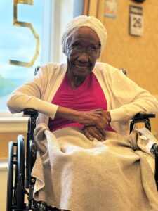 On her 115th birthday in 2025. (Source: St. Paul's Senior Living Community)