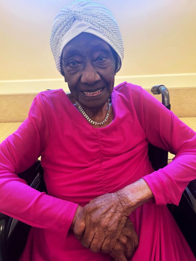 Whitehead commemorating her 115th birthday on 26 September 2025. (Source: J.E. Washington)