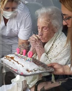 On her 110th birthday in May 2020. (Source: Facebook)