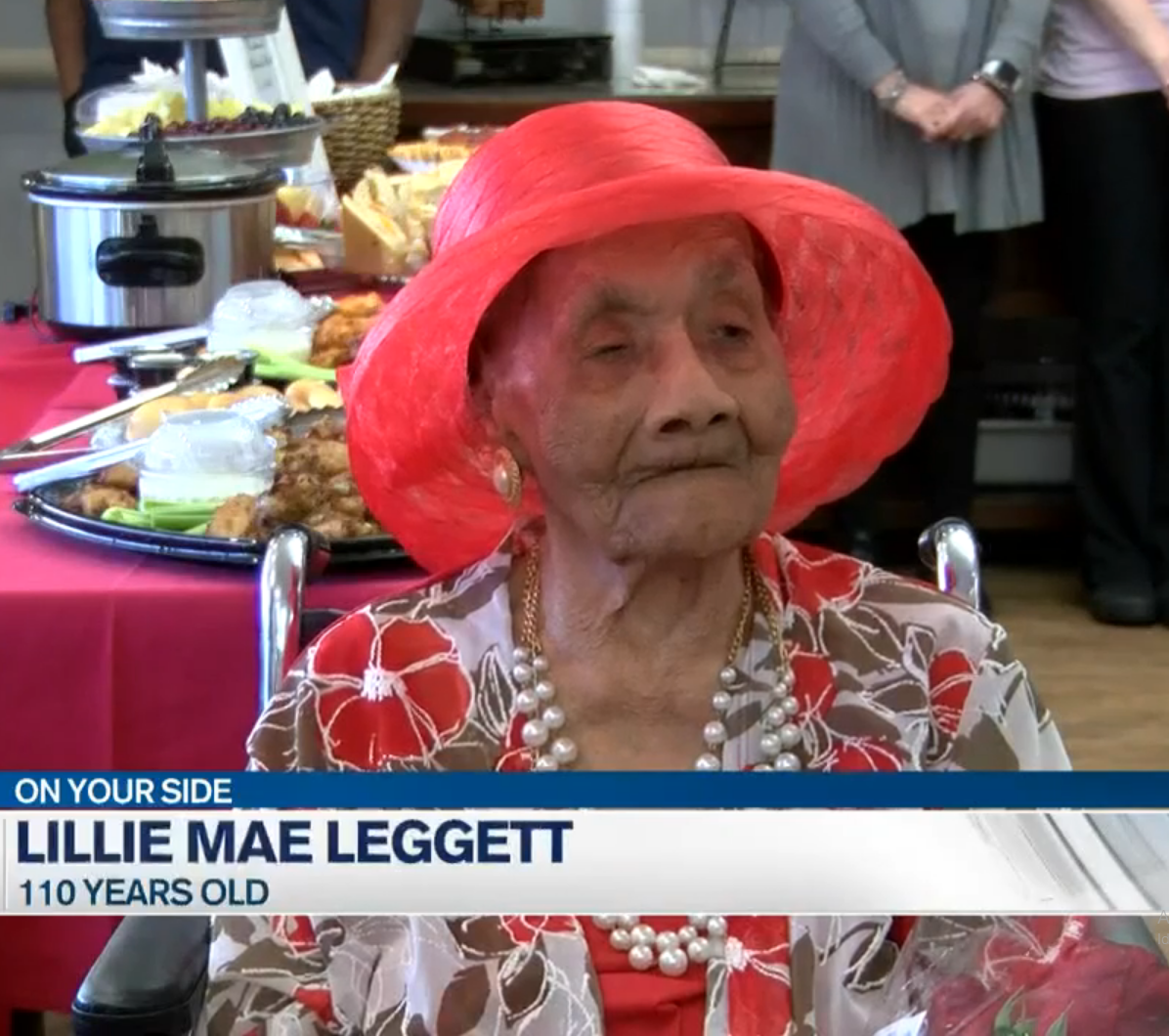 On her 110th birthday. (Source: WDAM-TV)