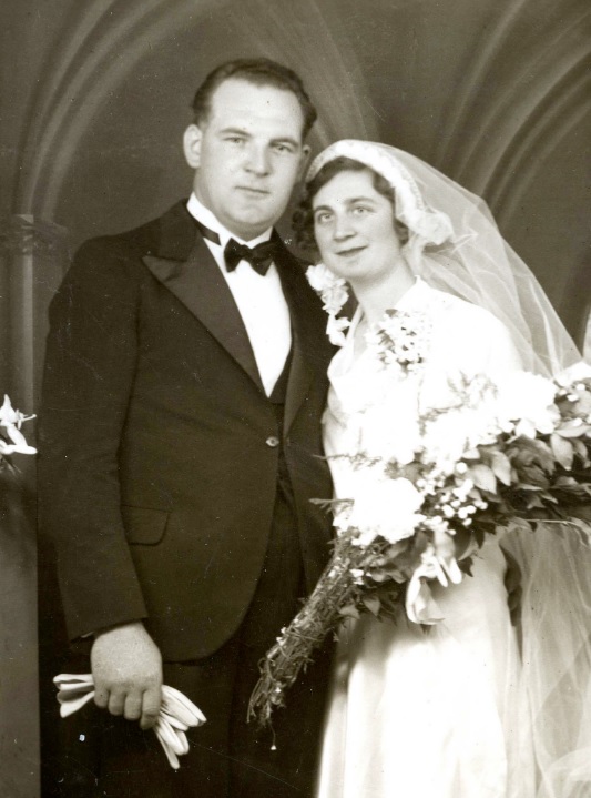 On her wedding day in 1937. (Source: Geneanet)