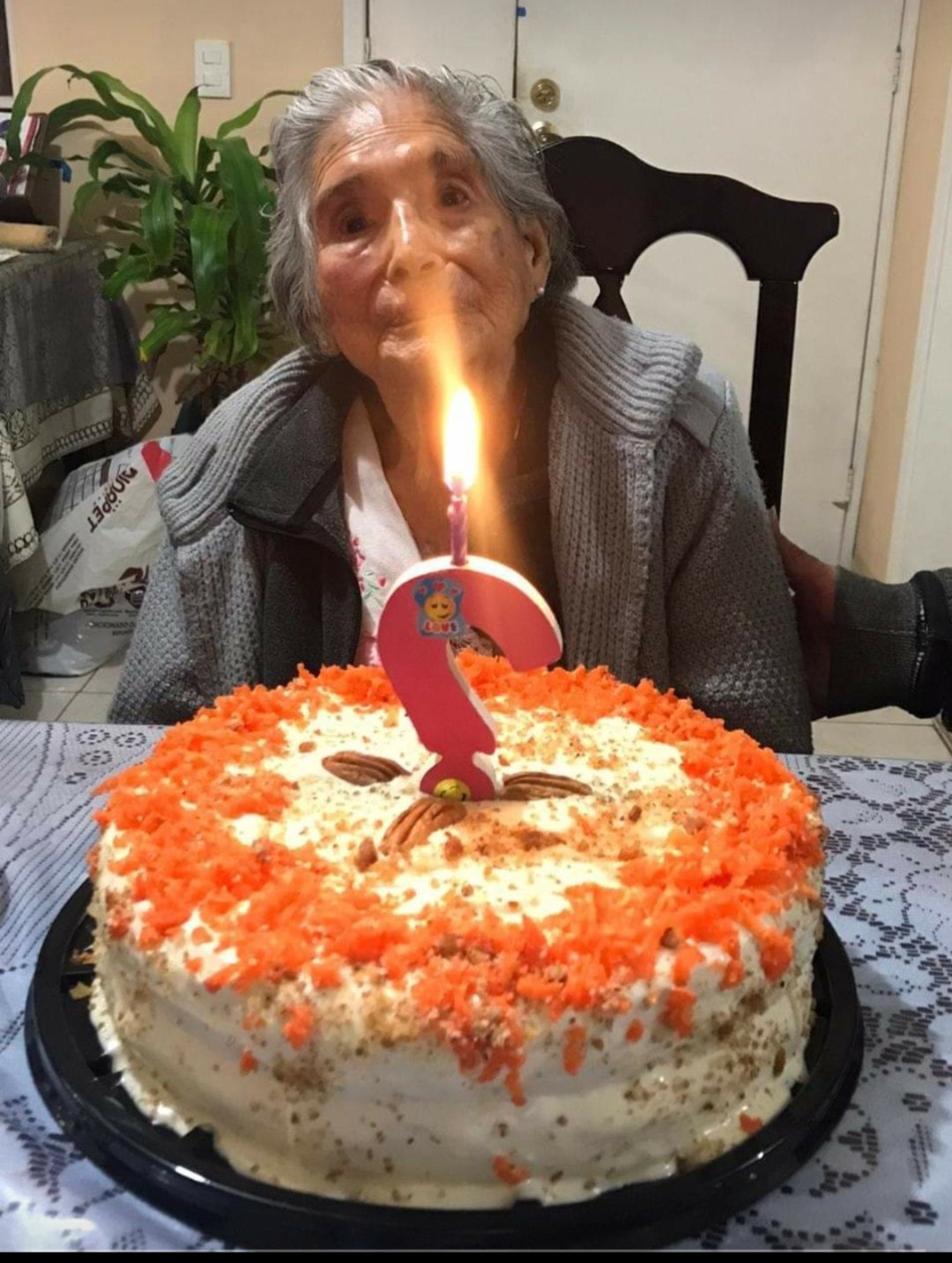 Celebrating her birthday, date unknown. (Source: Gerontology Wiki)