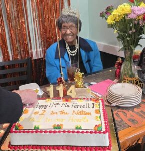 Celebrating her 114th birthday. (Source: Facebook / Catherine Ferrell)