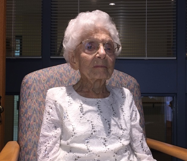 On her 110th birthday in 2017. (Photo by: Jon Hendricks/CTV Winnipeg)