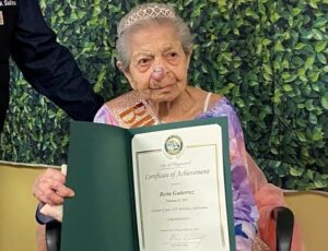 On her 110th birthday in 2023. (Source: Facebook/Mark Salinas)