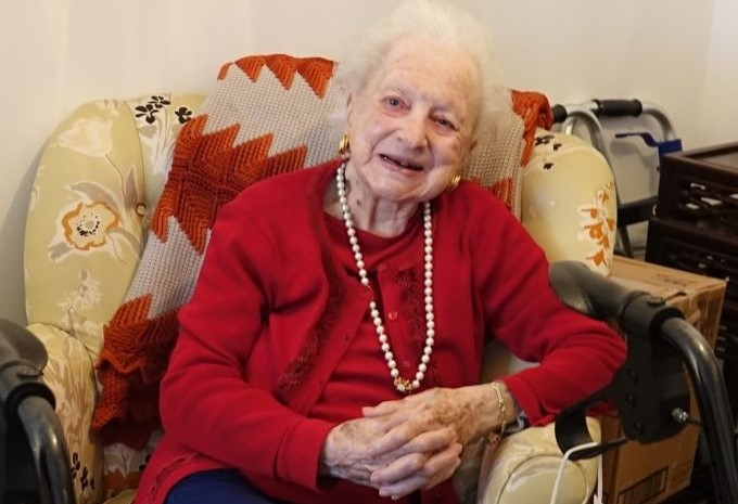 On her 112th birthday. (Source: MyRye.com)
