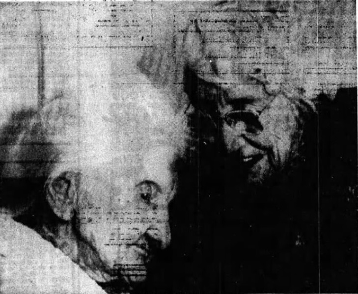 Nixon on her 111th birthday (left), with her daughter Heather Frith. (Source: The Age, 18 Mar 1982)