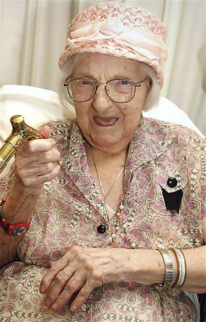 On her 111th birthday in 2006. (Photo credit: AP)