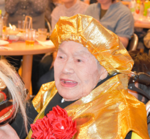 In September 2021, aged 110. (Source: Asahi Shinbun)