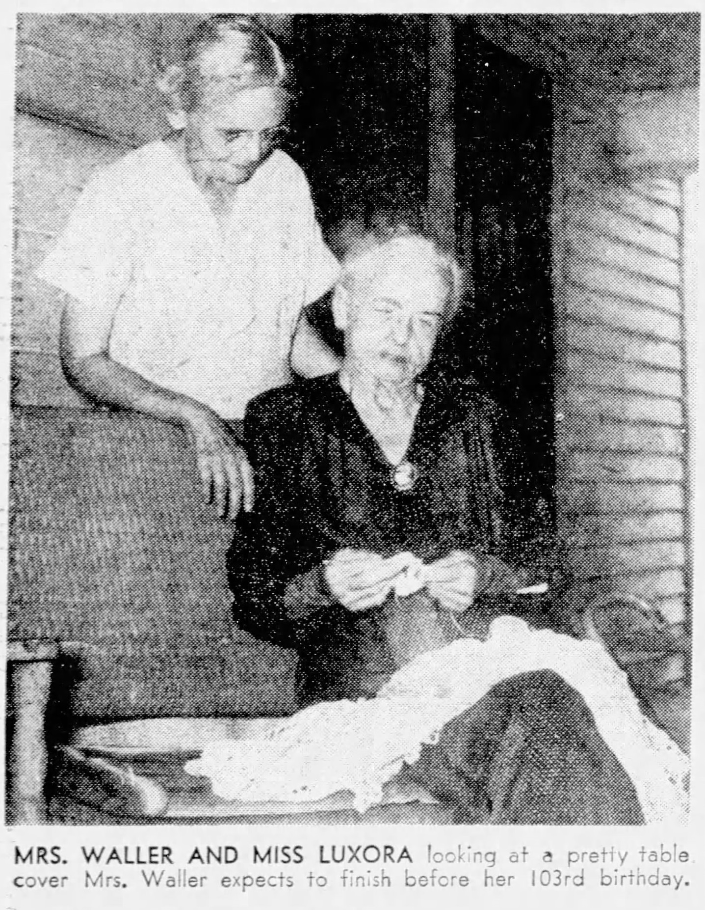 In January 1951, aged 103, along with her daughter, Luxora. (Source: The Memphis Press-Scimitar)