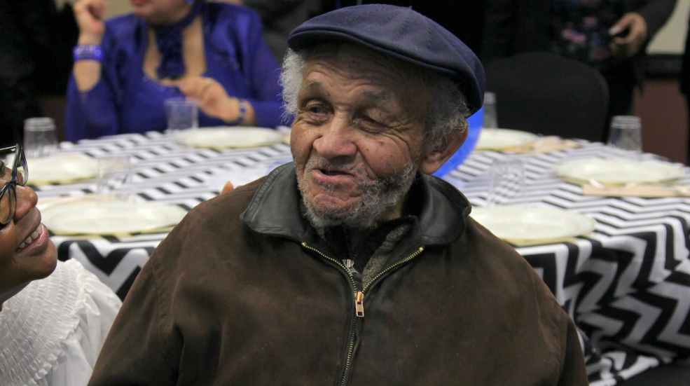 On his 112th birthday in 2014. (Photo credit: Riyad Hasan/New York Post)