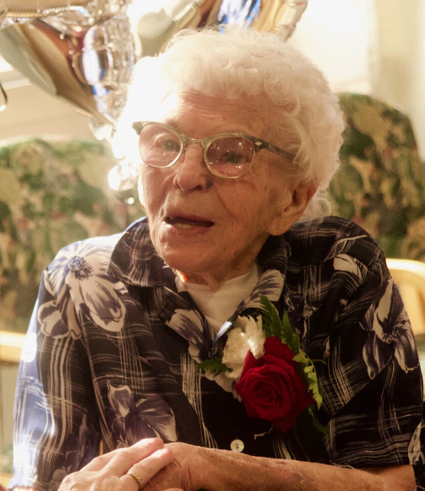On her 110th birthday. (Source: Hutchinson Leader)