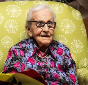 On her 107th birthday. (Source: Stuff)