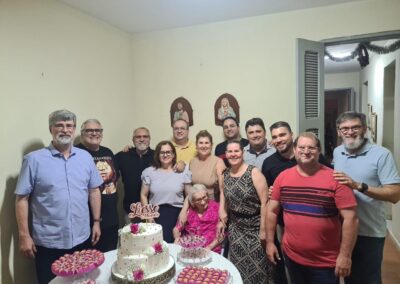 On her 111th birthday, with her family members. (Source: Courtesy of the family)