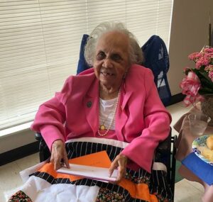On her 110th birthday in 2018. (Source: Facebook/AlphaPhiOmegaofAKA)
