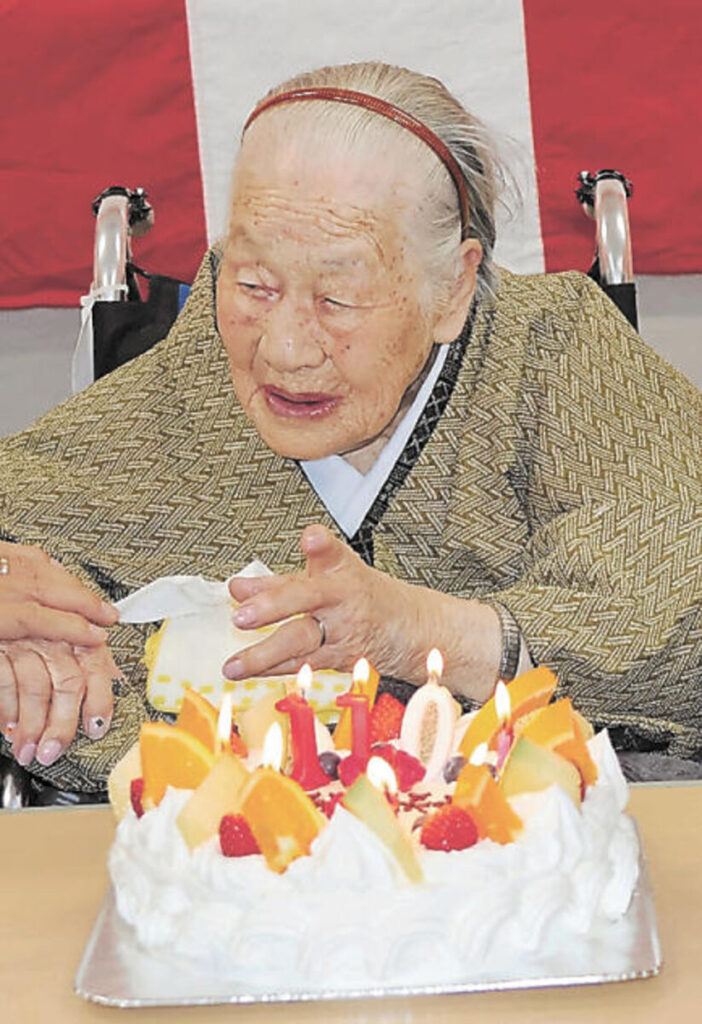On her 110th birthday in 2023. (Source: NHK)