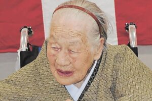 On her 110th birthday in 2023. (Source: NHK)
