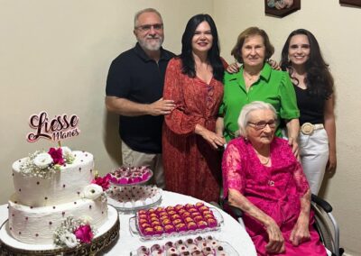 On her 111th birthday, with her family members. (Source: Courtesy of the family)