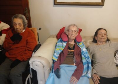 On 31 May 2025, with her two sisters, aged 99 and 96, respectively.