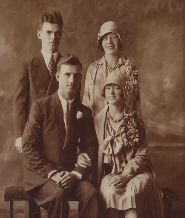 England (seated) on her wedding day. (Source: Wicked Local)