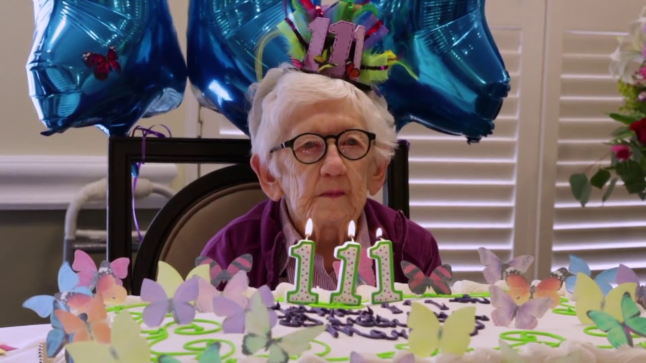 On her 111th birthday. (Source: YouTube/Daily Herald)