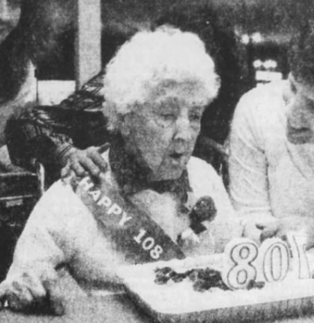 On her 108th birthday in 1986. (Source: The Des Moines Register)