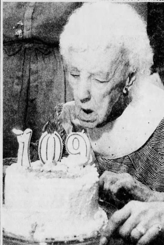 On her 109th birthday in 1987. (Source: The Des Moines Register)
