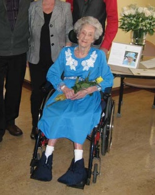 On her 108th birthday. (Source: Sainte-Marthe-sur-le-lac)