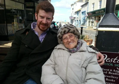 On 4 March 2015, aged 111, with Dr. Andrew Holmes. (Source: The 110 Club)