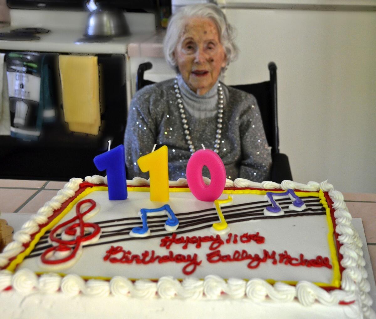 On her 110th birthday. (Source: Los Angeles Times)