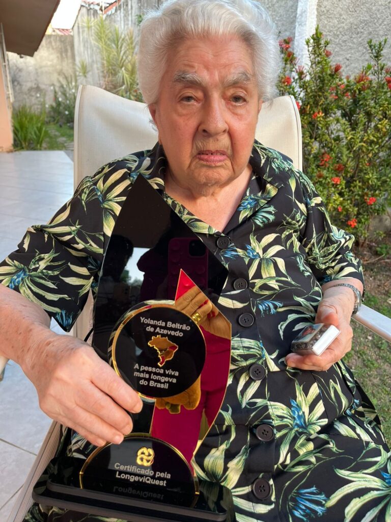 On 27 December 2025, with LongeviQuest trophy, recognizing her as Brazil's oldest resident.