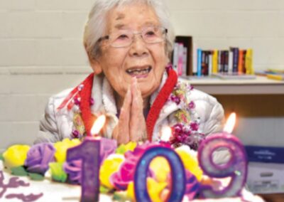On her 109th birthday. (Source: Rafu Shimpo)