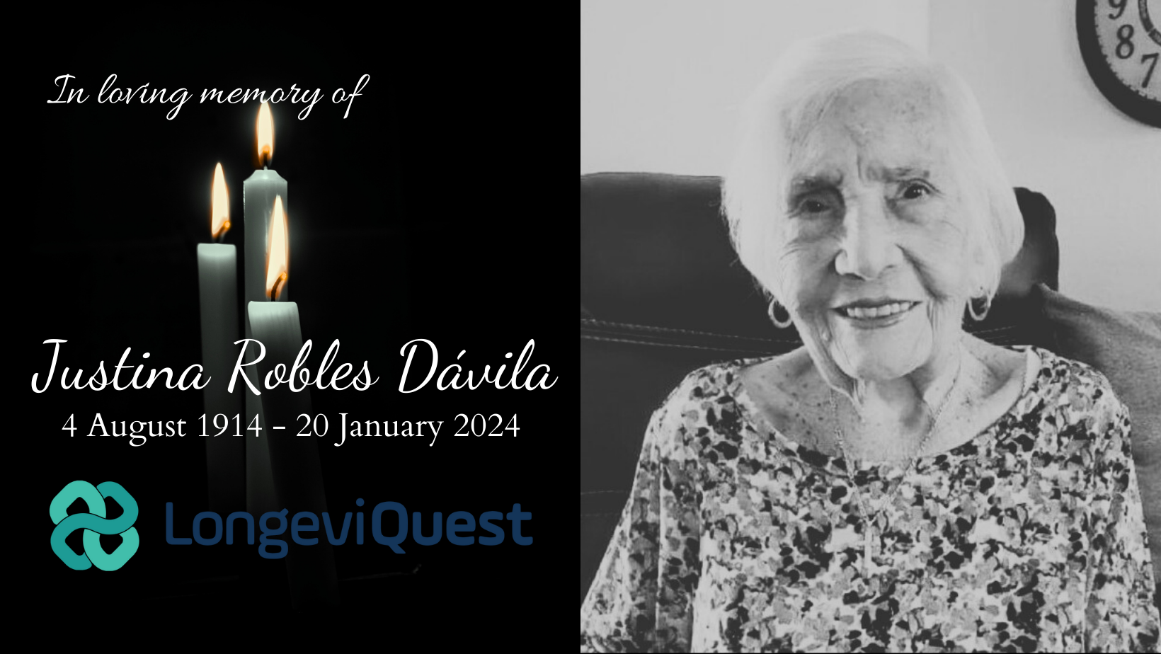 Puerto-Rican Semi-Supercentenarian Justina Robles Dávila (1914-2024) Passed Away at 109 In Loving Memory of Justina Robles Dávila
