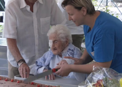Giuseppina Zecchini on her 111th birthday. (Source: TV33)