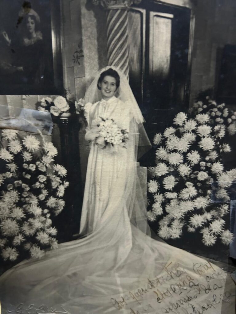 On her wedding day in December 1938.