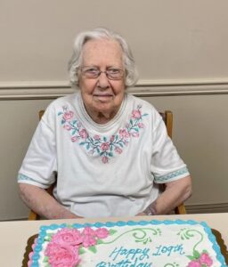 On her 109th birthday. (Source: Facebook/Sanders Glen Assisted Living)