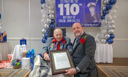 On 20 October 2024, days before his 110th birthday, along with Secretary of Veterans Affairs Denis McDonough. (Source: Hines VA Hospital)