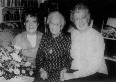 On her 105th birthday, with her daughters. (Source: The Albert Lea Tribune)