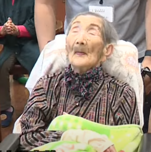 In September 2024, aged 110. (Source: YouTube/ 群馬テレビ・群テレ)