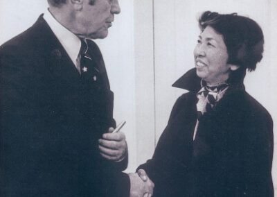 Kawakami in 1976, with then-US President Gerald Ford. (Source: Anderson and Sons Mortuary)