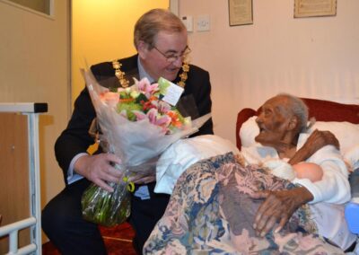 On her 108th birthday. (Source: Wandsworth Times)