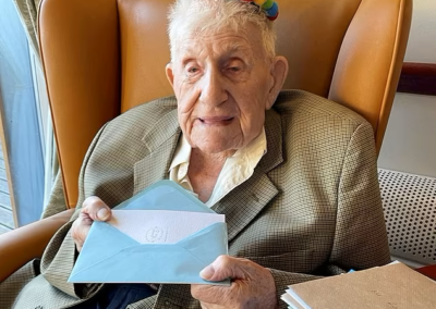 On his 108th birthday in 2022. (Source: Daily Mail)