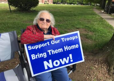 At the age of 104, or earlier. (Source: Facebook / Teaneck Peace and Justice Vigil)