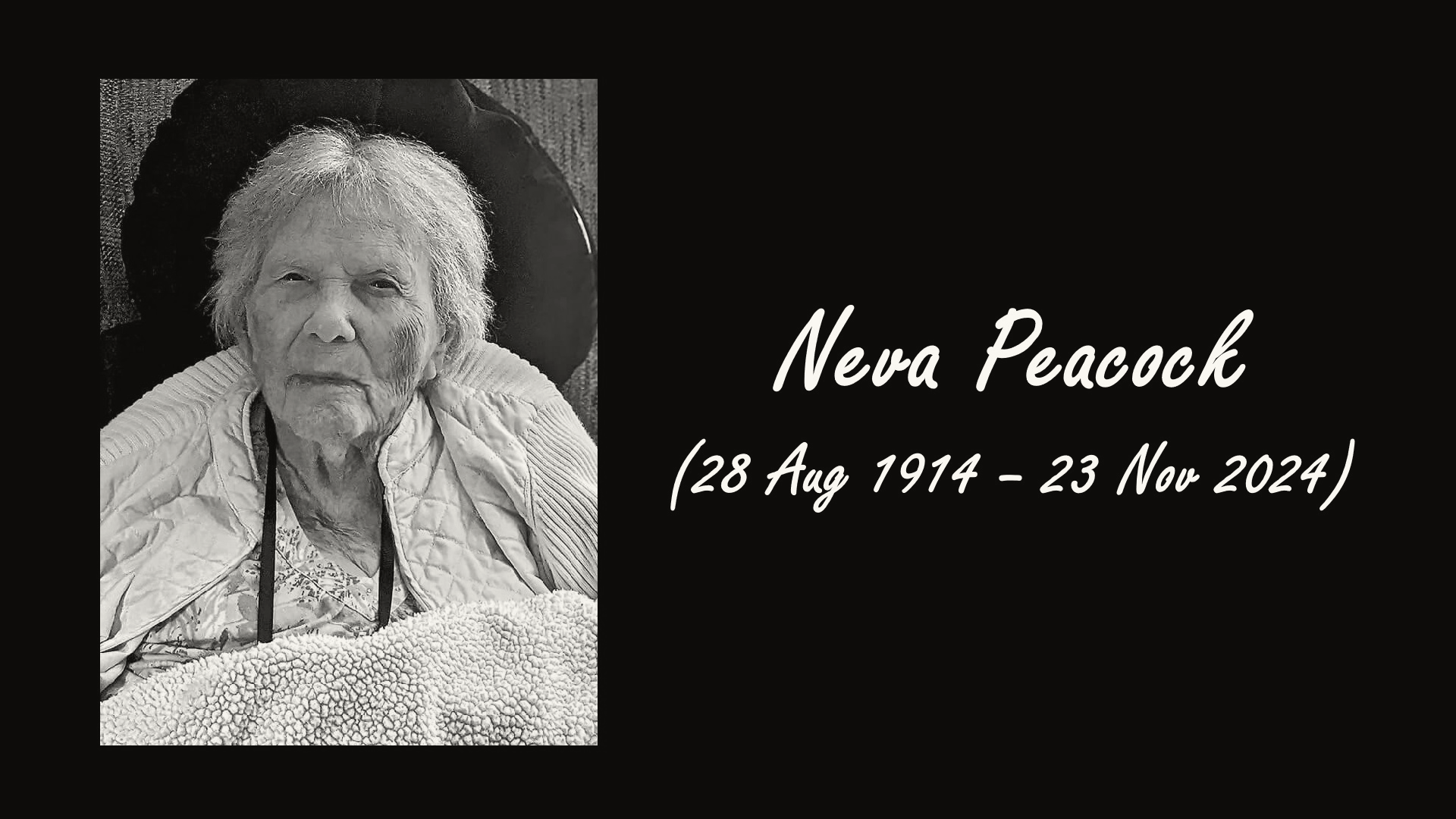 Neva Peacock of Georgia, USA, Dies at 110 Years Old Neva Peacock 1914-2024