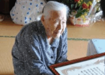 At the age of 104. (Source: Shikokuchuo City Public Relations)