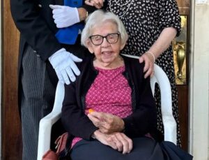 On her 110th birthday. (Source: Los Angeles Daily News)